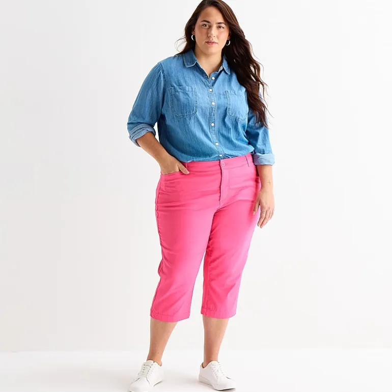 St. John's Bay Womens Plus Secretly Slender Skinny Mid Rise Capri Pant
