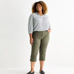 St. John's Bay Womens Plus Secretly Slender Mid Rise Capri Jean