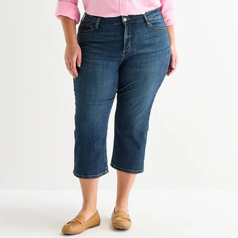 St. John's Bay Womens Plus Secretly Slender Mid Rise Capri Jean