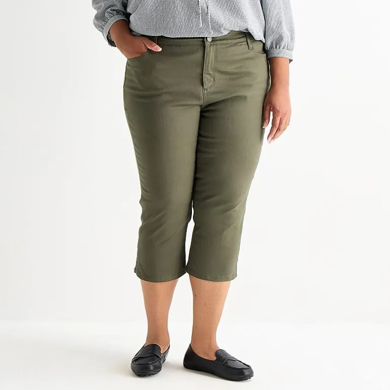 St. John's Bay Womens Plus Secretly Slender Mid Rise Capri Jean