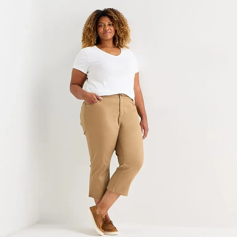 St. John's Bay Womens Plus Secretly Slender Mid Rise Capri Jean