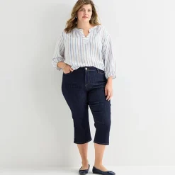 St. John's Bay Womens Plus Secretly Slender Mid Rise Capri Jean