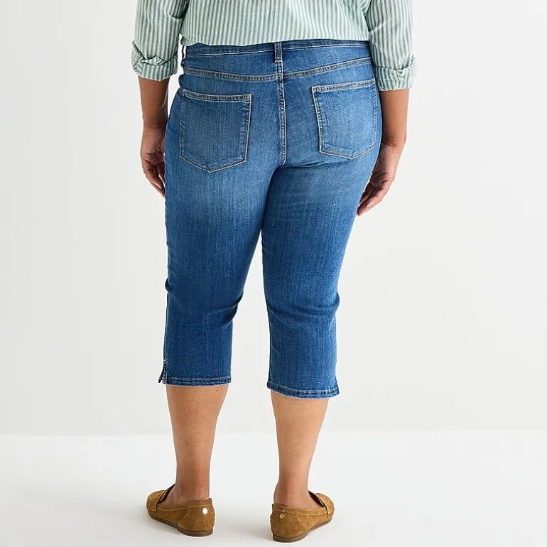 St. John's Bay Womens Plus Secretly Slender Mid Rise Capri Jean