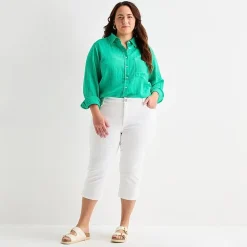 St. John's Bay Womens Plus Secretly Slender Mid Rise Capri Jean