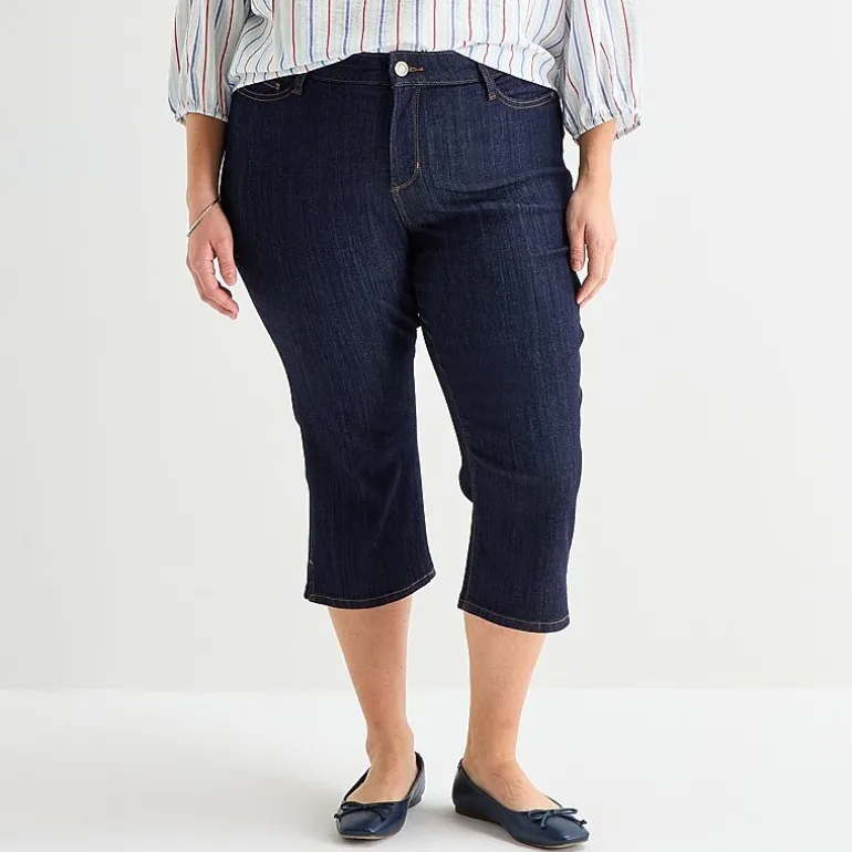 St. John's Bay Womens Plus Secretly Slender Mid Rise Capri Jean