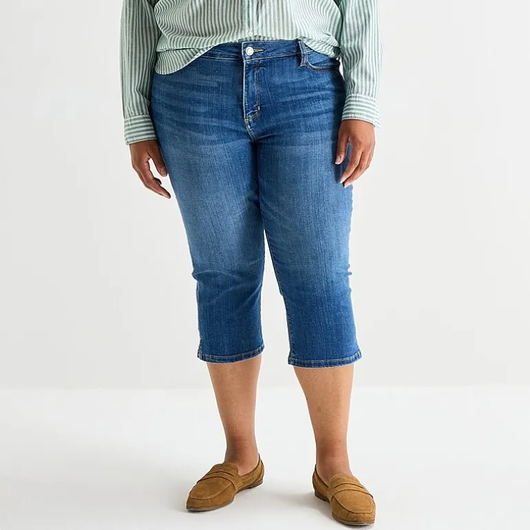 St. John's Bay Womens Plus Secretly Slender Mid Rise Capri Jean