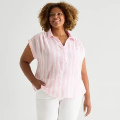 St. John's Bay Womens Plus Short Sleeve Blouse