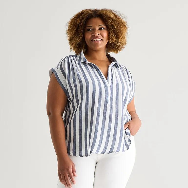 St. John's Bay Womens Plus Short Sleeve Blouse