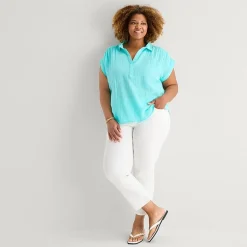 St. John's Bay Womens Plus Short Sleeve Blouse
