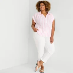 St. John's Bay Womens Plus Short Sleeve Blouse
