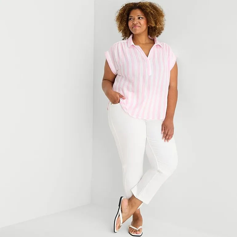 St. John's Bay Womens Plus Short Sleeve Blouse