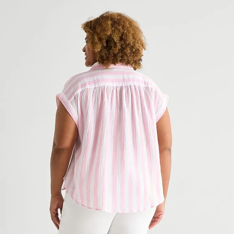 St. John's Bay Womens Plus Short Sleeve Blouse