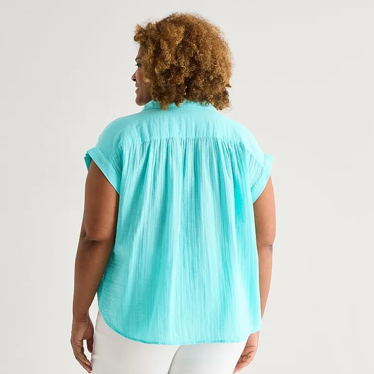 St. John's Bay Womens Plus Short Sleeve Blouse