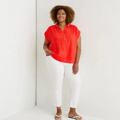 St. John's Bay Womens Plus Short Sleeve Blouse