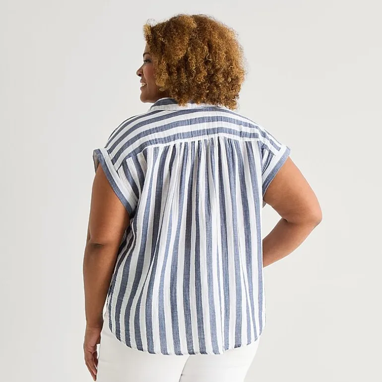 St. John's Bay Womens Plus Short Sleeve Blouse