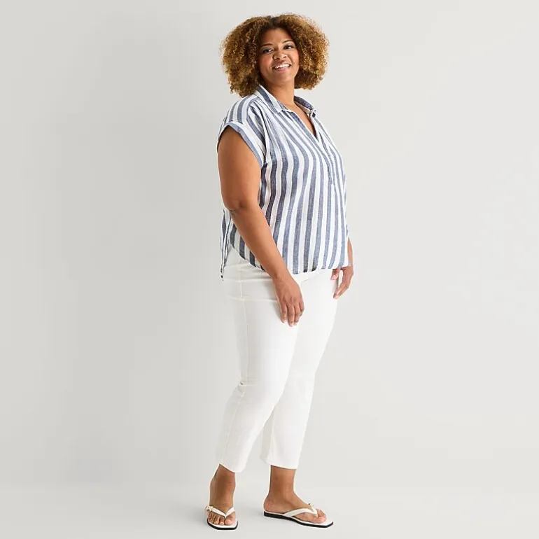 St. John's Bay Womens Plus Short Sleeve Blouse