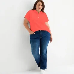 St. John's Bay Womens Plus Short Sleeve Polo Shirt