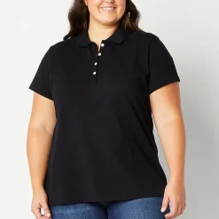 St. John's Bay Womens Plus Short Sleeve Polo Shirt