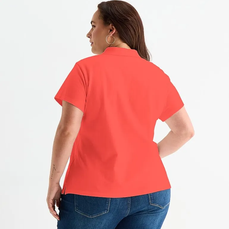 St. John's Bay Womens Plus Short Sleeve Polo Shirt