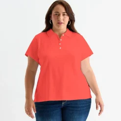 St. John's Bay Womens Plus Short Sleeve Polo Shirt