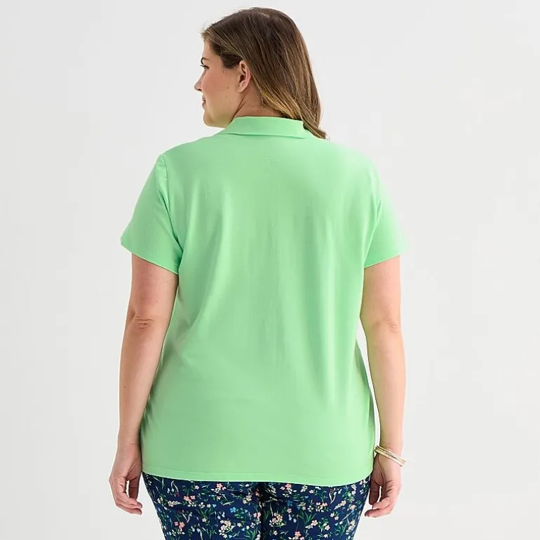 St. John's Bay Womens Plus Short Sleeve Polo Shirt