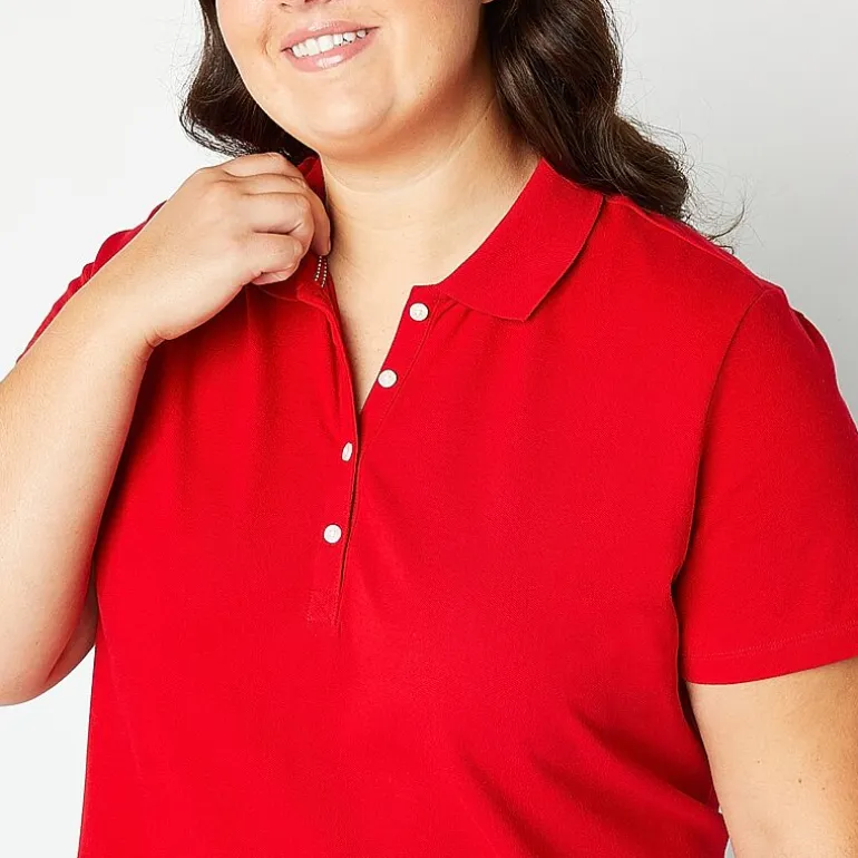St. John's Bay Womens Plus Short Sleeve Polo Shirt
