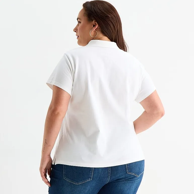 St. John's Bay Womens Plus Short Sleeve Polo Shirt