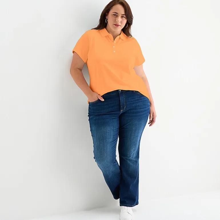 St. John's Bay Womens Plus Short Sleeve Polo Shirt