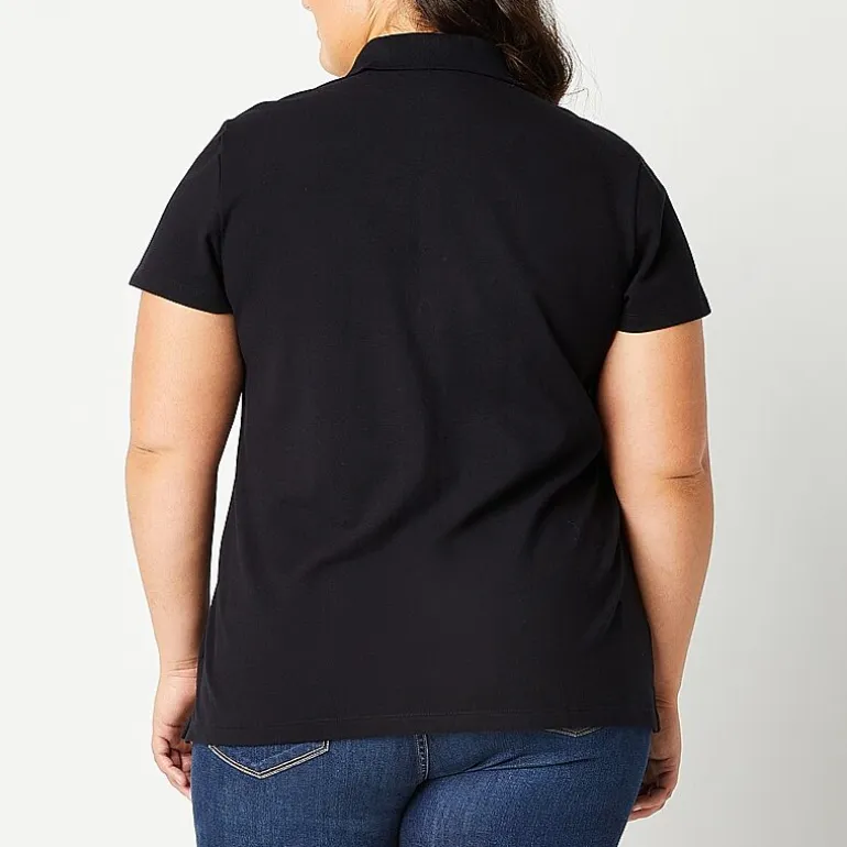 St. John's Bay Womens Plus Short Sleeve Polo Shirt