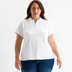 St. John's Bay Womens Plus Short Sleeve Polo Shirt