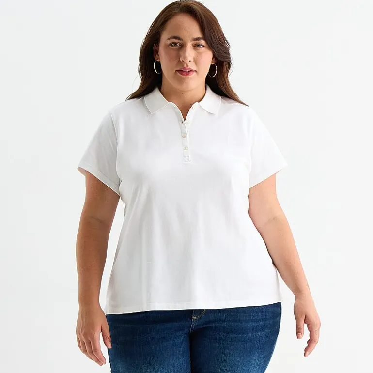 St. John's Bay Womens Plus Short Sleeve Polo Shirt
