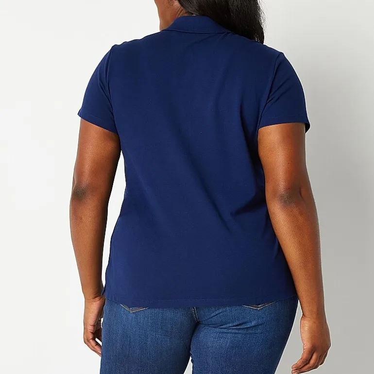St. John's Bay Womens Plus Short Sleeve Polo Shirt