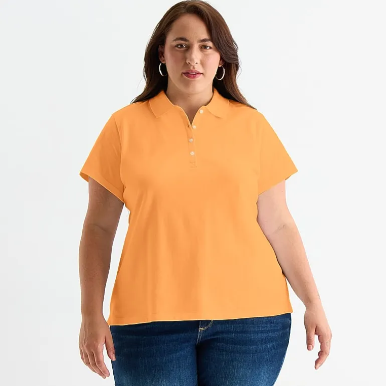 St. John's Bay Womens Plus Short Sleeve Polo Shirt