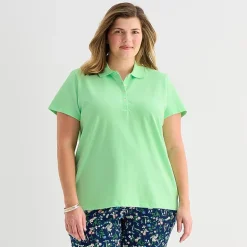 St. John's Bay Womens Plus Short Sleeve Polo Shirt