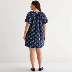 St. John's Bay Womens Plus Split Crew Neck Short Sleeve Sheath Dress