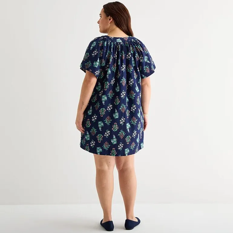 St. John's Bay Womens Plus Split Crew Neck Short Sleeve Sheath Dress