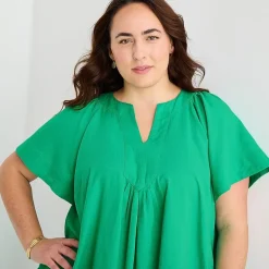 St. John's Bay Womens Plus Split Crew Neck Short Sleeve Sheath Dress
