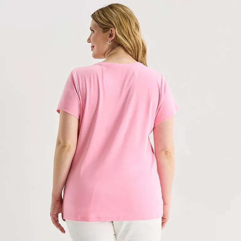 St. John's Bay Womens Plus V Neck Short Sleeve T-Shirt
