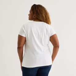 St. John's Bay Womens Plus V Neck Short Sleeve T-Shirt