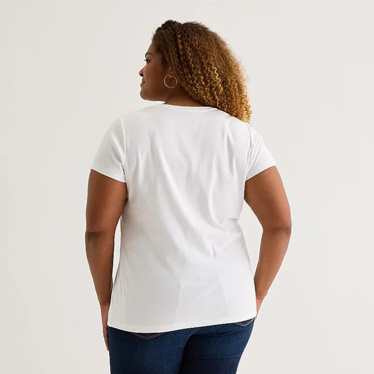 St. John's Bay Womens Plus V Neck Short Sleeve T-Shirt