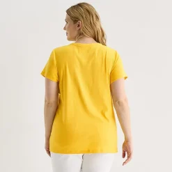 St. John's Bay Womens Plus V Neck Short Sleeve T-Shirt
