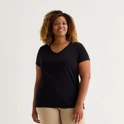 St. John's Bay Womens Plus V Neck Short Sleeve T-Shirt