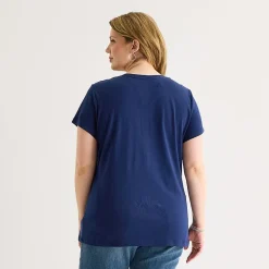 St. John's Bay Womens Plus V Neck Short Sleeve T-Shirt