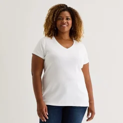 St. John's Bay Womens Plus V Neck Short Sleeve T-Shirt
