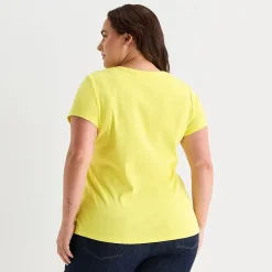 St. John's Bay Womens Plus V Neck Short Sleeve T-Shirt