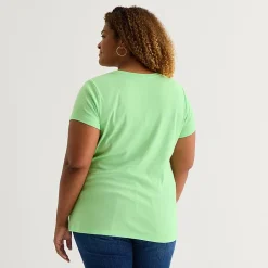 St. John's Bay Womens Plus V Neck Short Sleeve T-Shirt