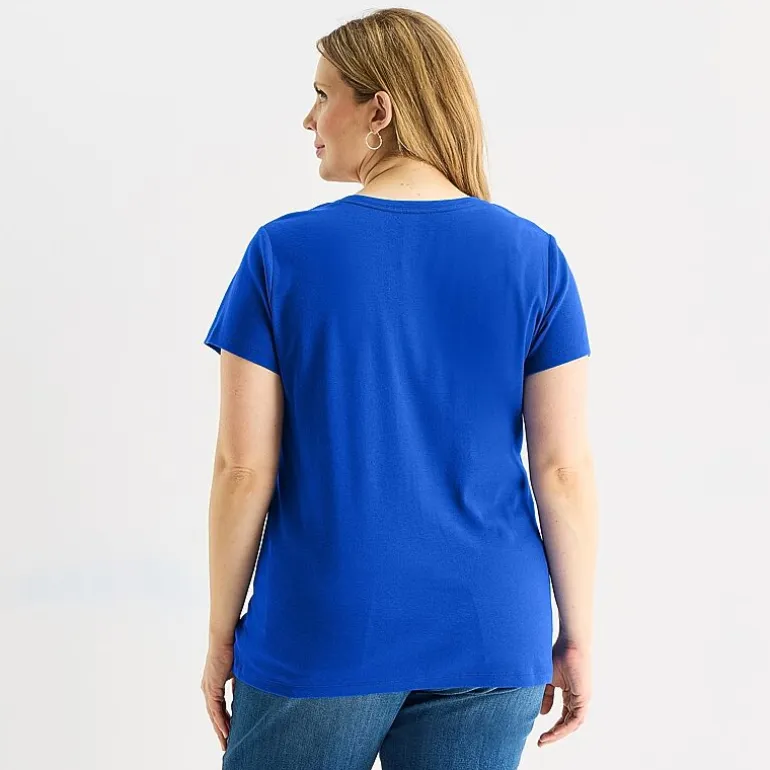 St. John's Bay Womens Plus V Neck Short Sleeve T-Shirt