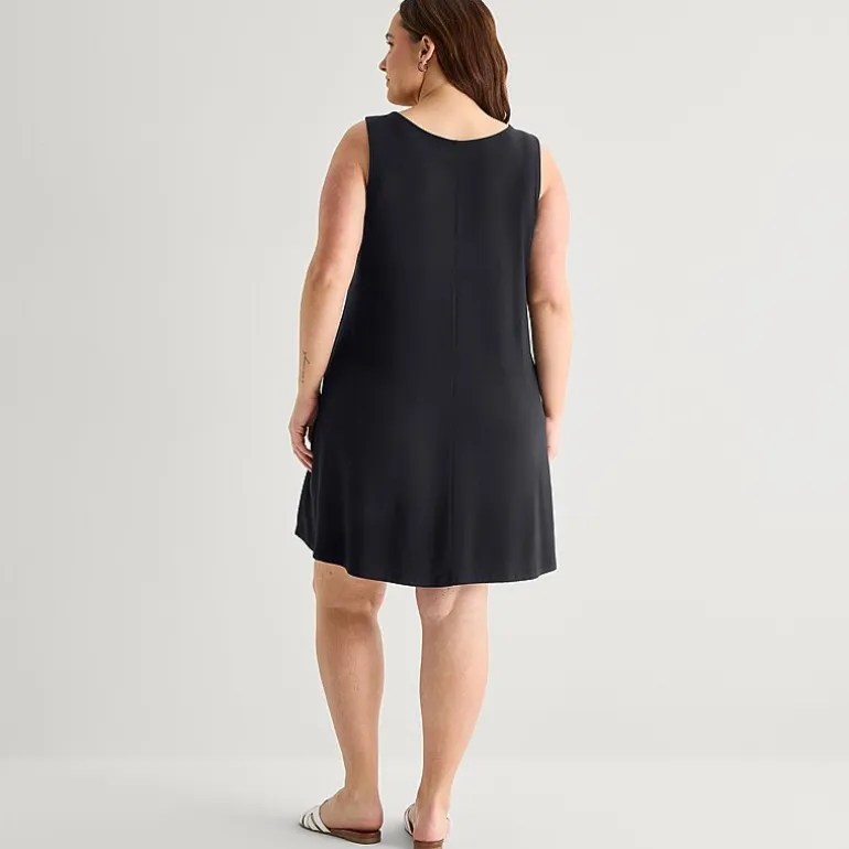 St. John's Bay Womens Plus V Neck Sleeveless Floral A-Line Dress