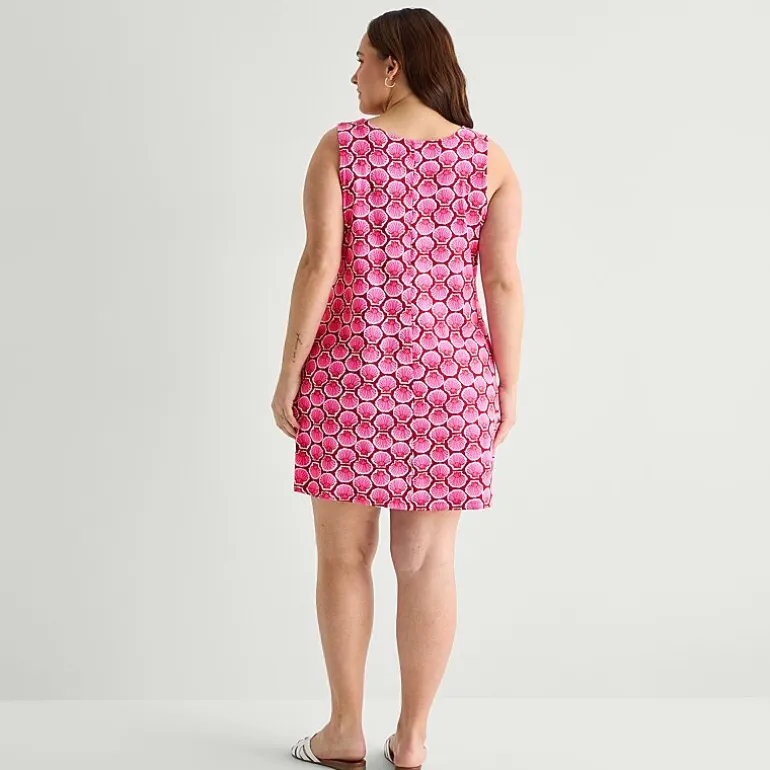 St. John's Bay Womens Plus V Neck Sleeveless Floral A-Line Dress
