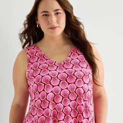 St. John's Bay Womens Plus V Neck Sleeveless Floral A-Line Dress